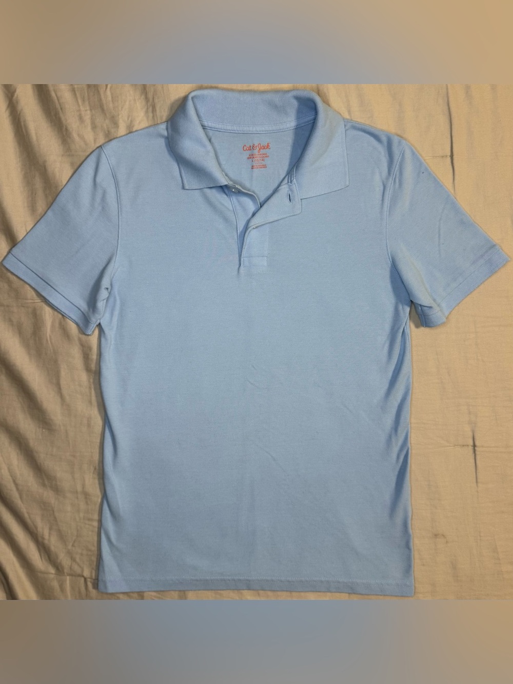 Cat & Jack Boys Light Blue School Uniform Polo Shirt L 12/14
